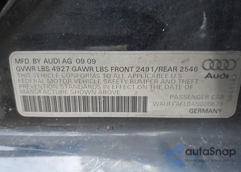 2010 Audi A4 2.0T Premium z USA, uszkodzony, nr VIN WAUFFAFL0AN020623